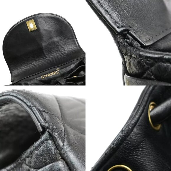 CHANEL CC Logo DUMA Matelasse Chain Backpack Bag Leather Black Vintage 889RK991 main image 9